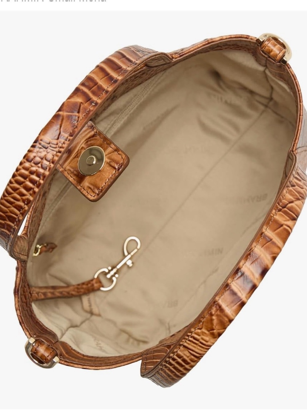 Brahmin Mona Croc-Embossed in Cognac Convertible Crossbody Bag BNEW - Picture 3 of 12